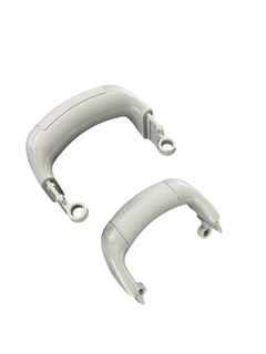 Kundenspezifische spritzgegossene 1*2-Kavitäten-Kunststoffgriffe mit verschiedenen Oberflächen und Texturen aus PC+ABS-Material