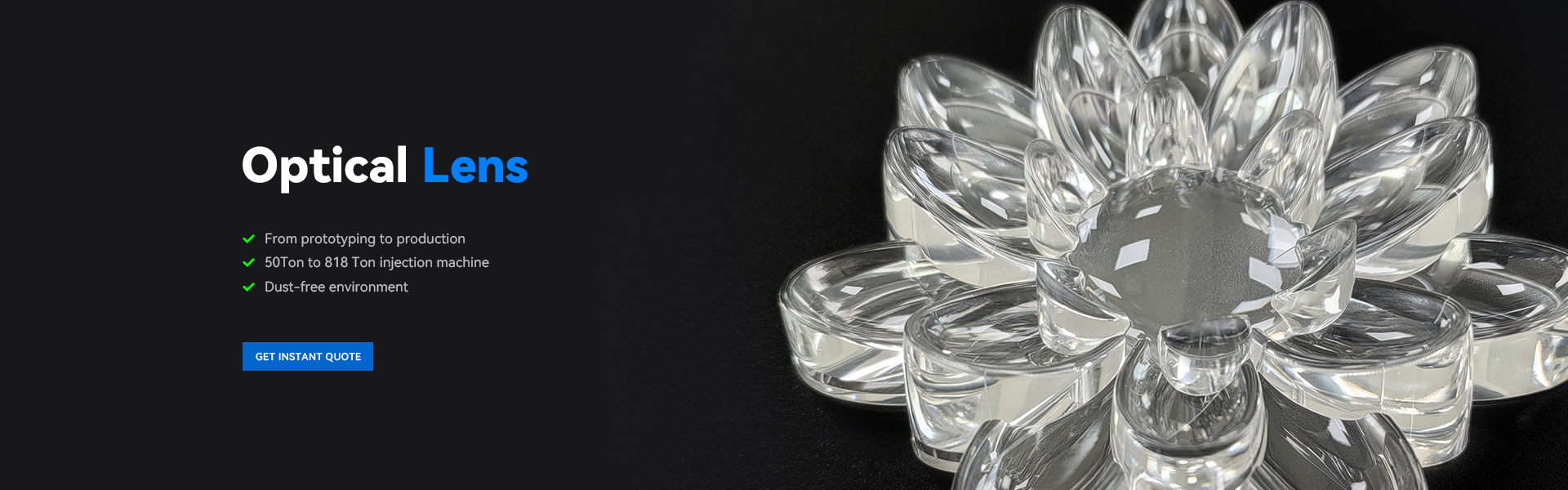 Transparente Objektivform und Formteile